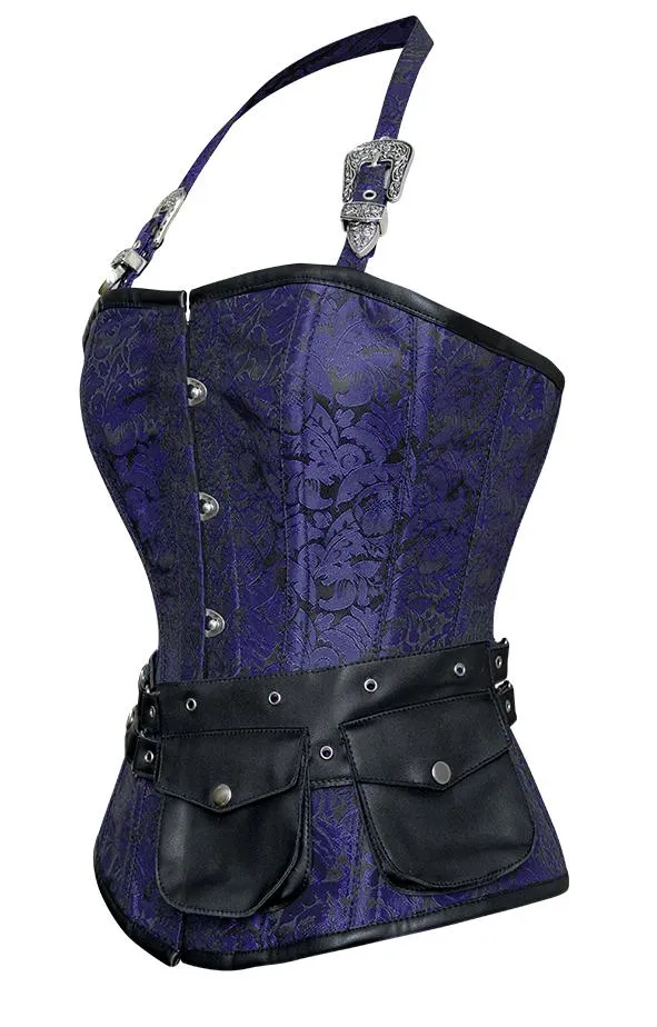 Mbatha Blue Corset with Strap and Faux Leather Pouch