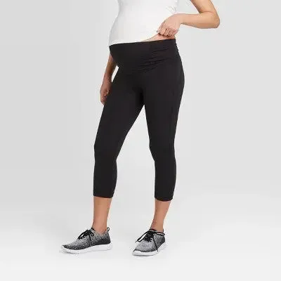 New - Isabel Maternity Pants Over Belly Active Capri Leggings Yoga Fitness Pants