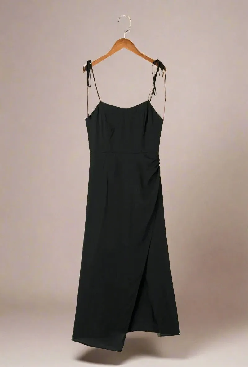 Ophelia Strappy Black Midi Dress