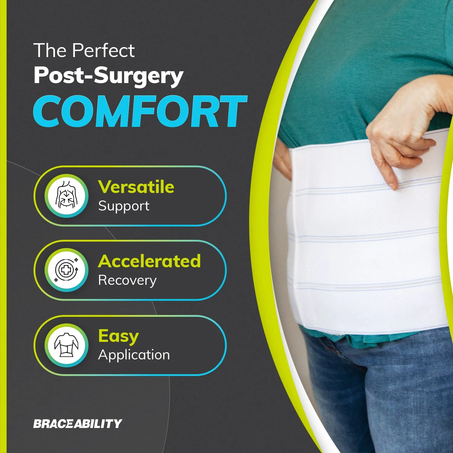 Plus Size Bariatric Abdominal Binder | Belly Band, Stomach Hernia Brace & Back Support Belt (up to 4XL)