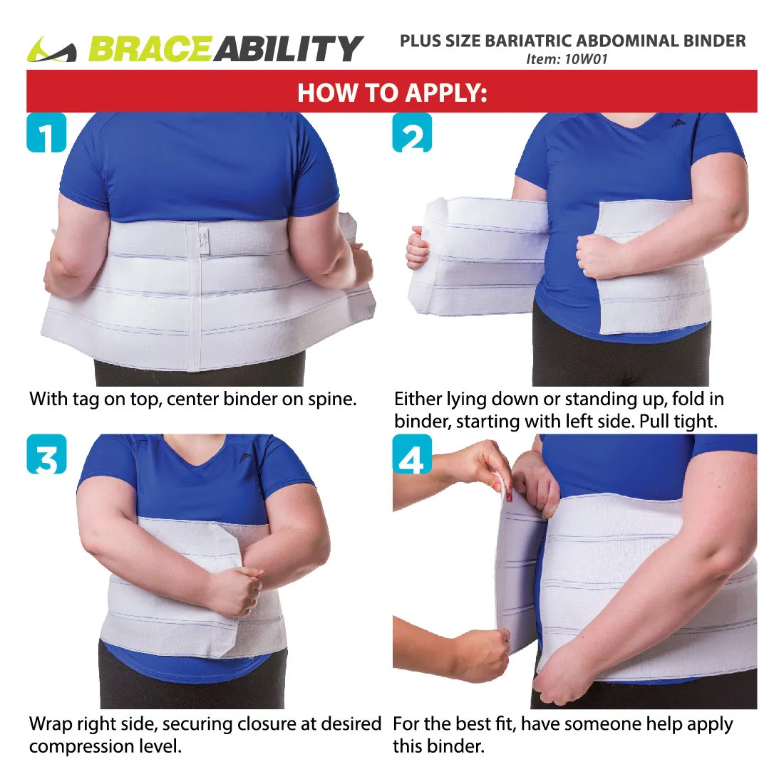 Plus Size Bariatric Abdominal Binder | Belly Band, Stomach Hernia Brace & Back Support Belt (up to 4XL)