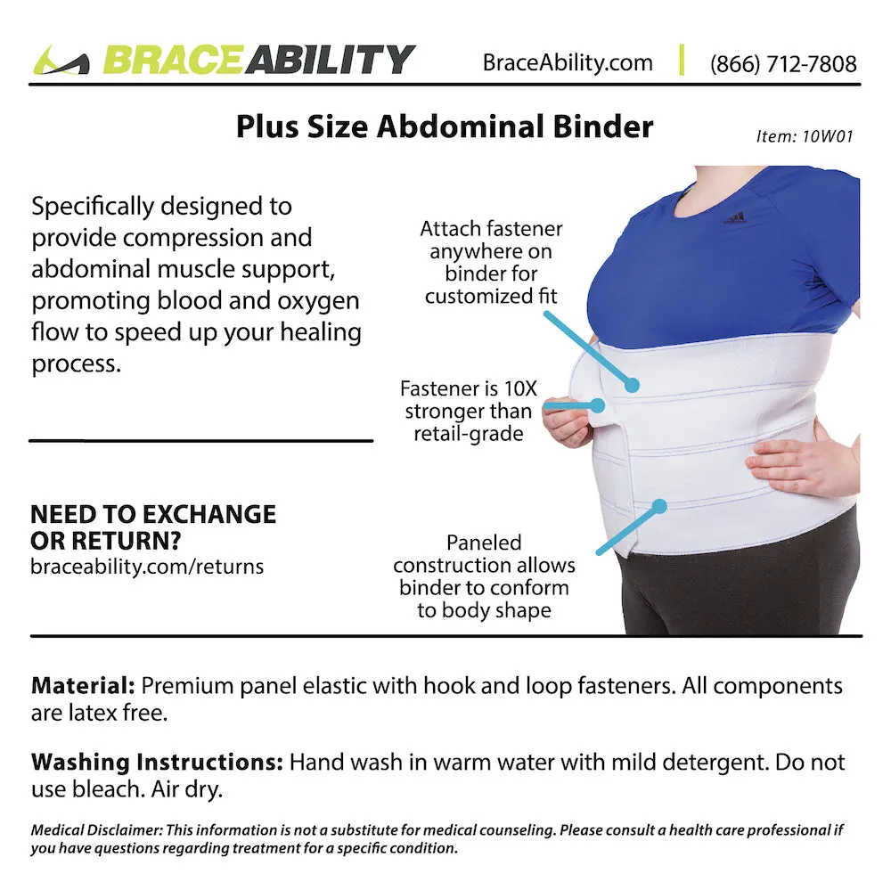 Plus Size Bariatric Abdominal Binder | Belly Band, Stomach Hernia Brace & Back Support Belt (up to 4XL)