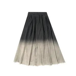 Pre Order:  Casual Gradient Denim Long Skirt