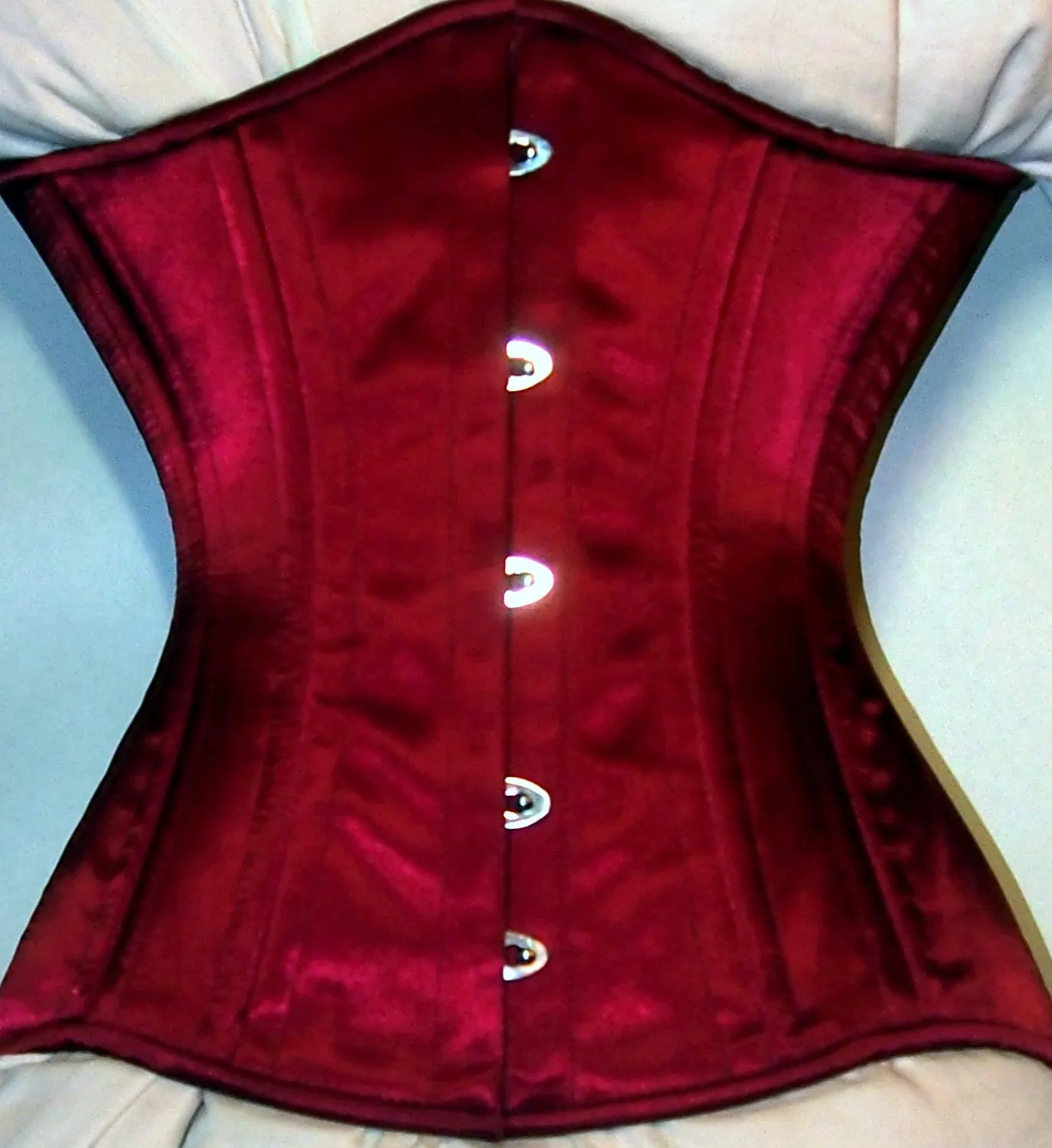 Real double row steel boned underbust corset from satin. Real waist training corset for tight lacing. Gothic, steampunk corset