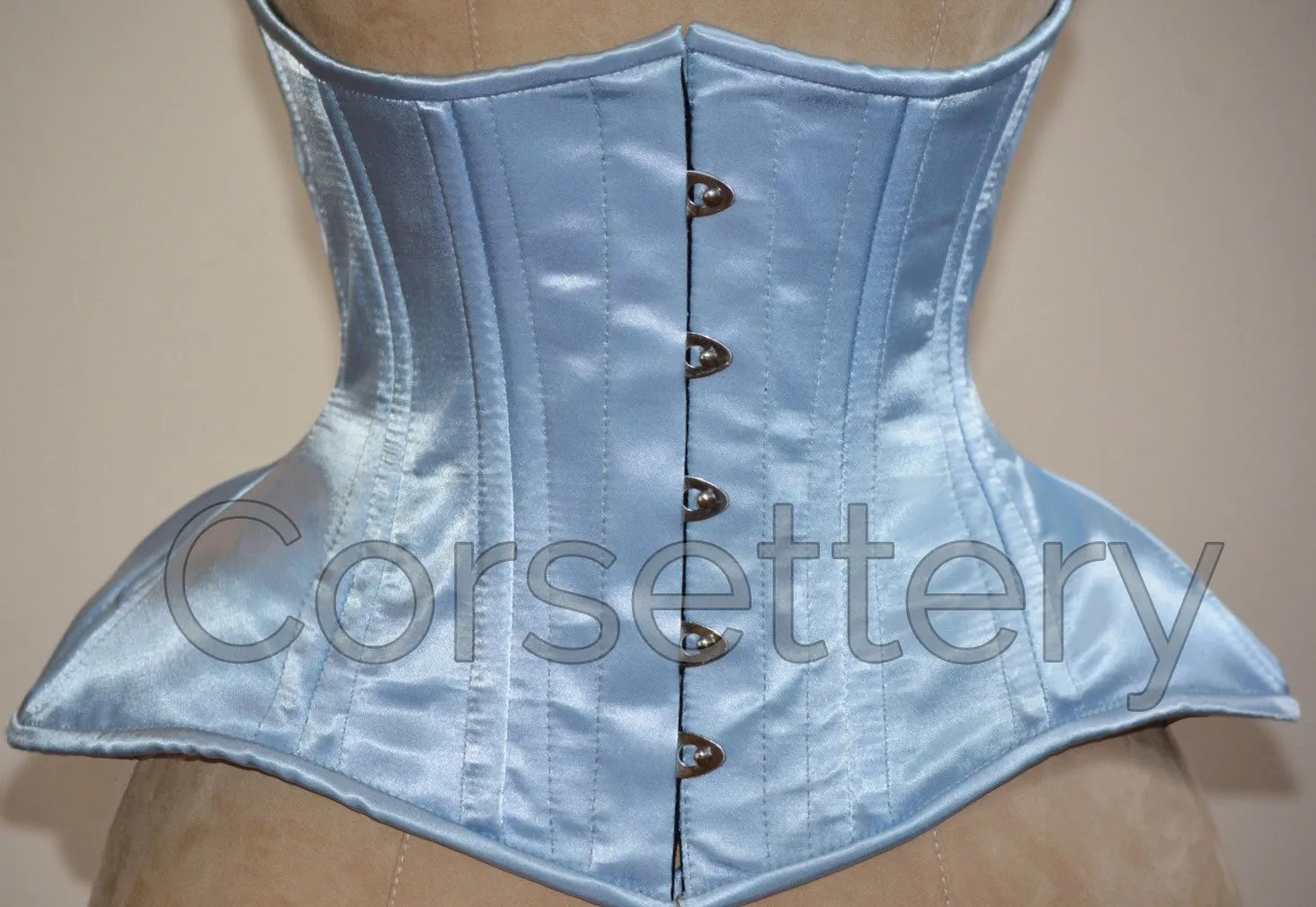 Real double row steel boned underbust corset from satin. Real waist training corset for tight lacing. Gothic, steampunk corset