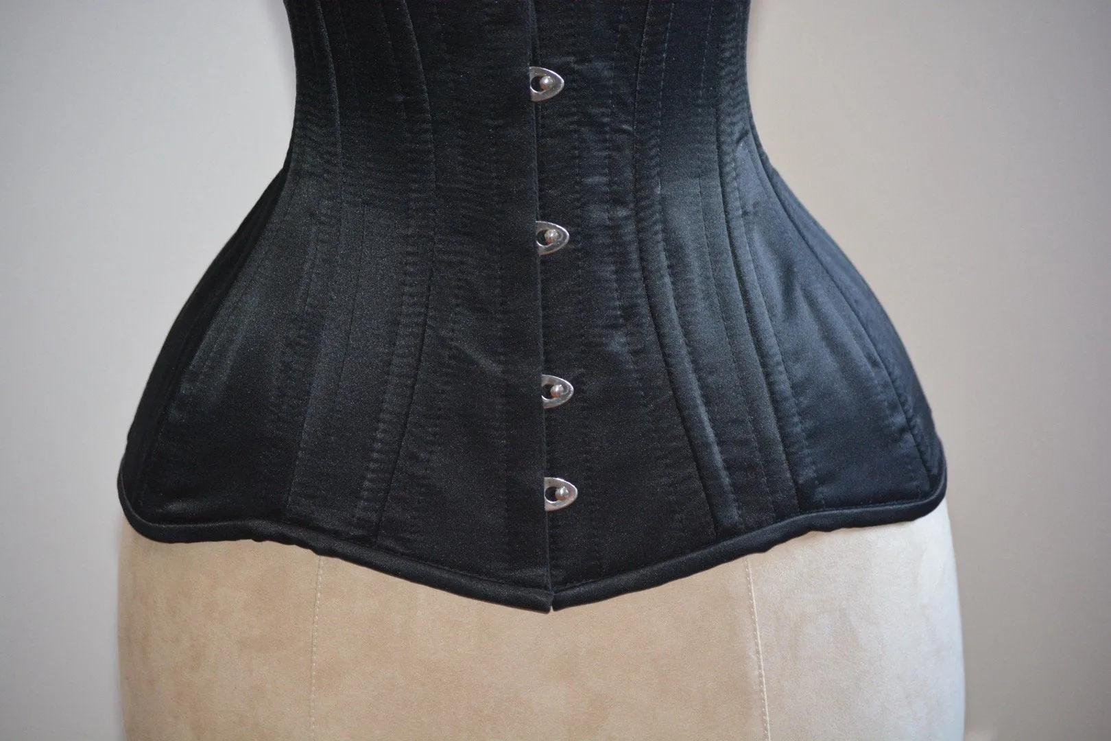 Real double row steel boned underbust corset from satin. Real waist training corset for tight lacing. Gothic, steampunk corset