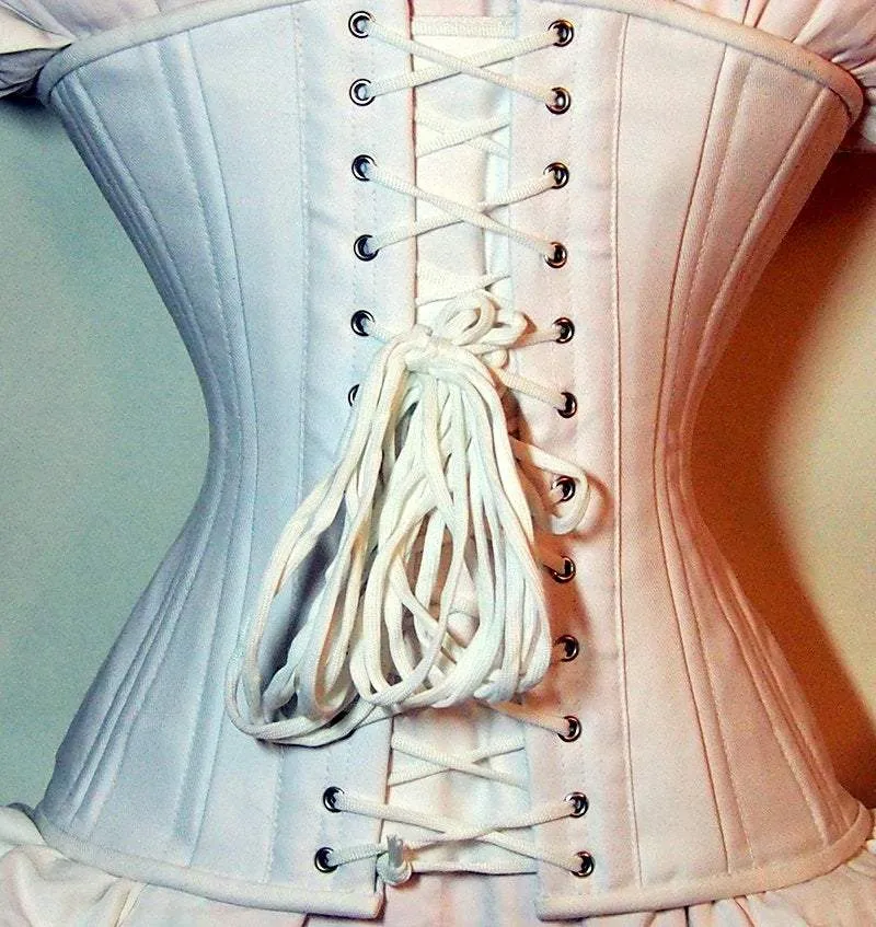 Real double row steelboned underbust cotton corset. Waisttraining fitness edition. Comfortable made to measures corset for waisttraining