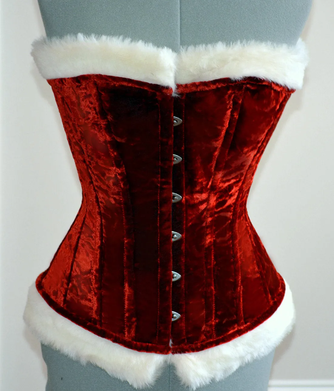 Red velvet with white fur affordable Santa Christmas corset with special price. Corset is made personally according to your measurements.