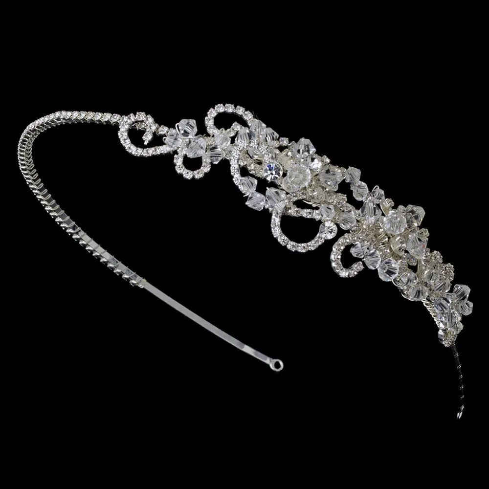 Silver Swarovski Crystal Flower Cluster Headband