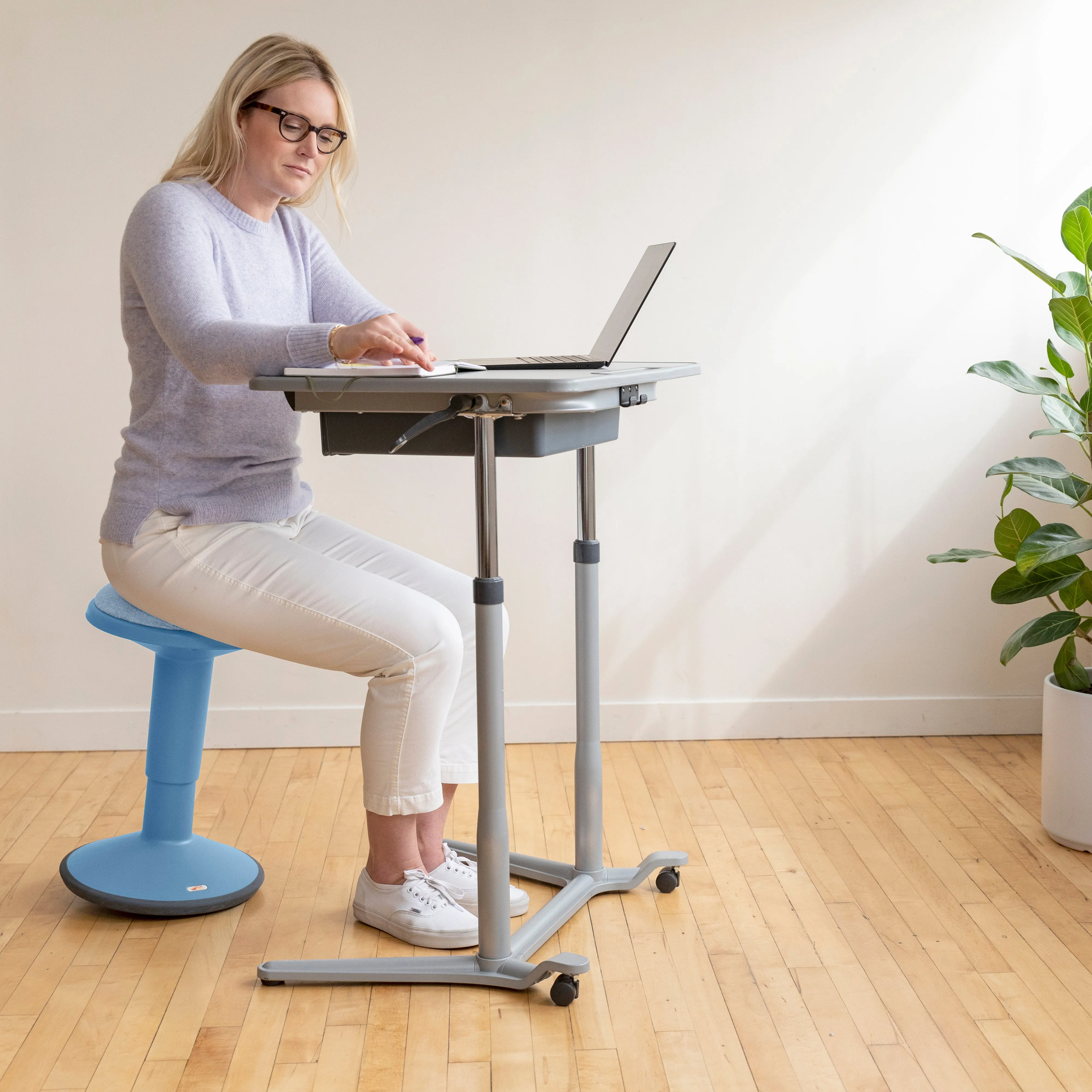 Sitwell Wobble Stool with Cushion, Adjustable Height, Active Seating