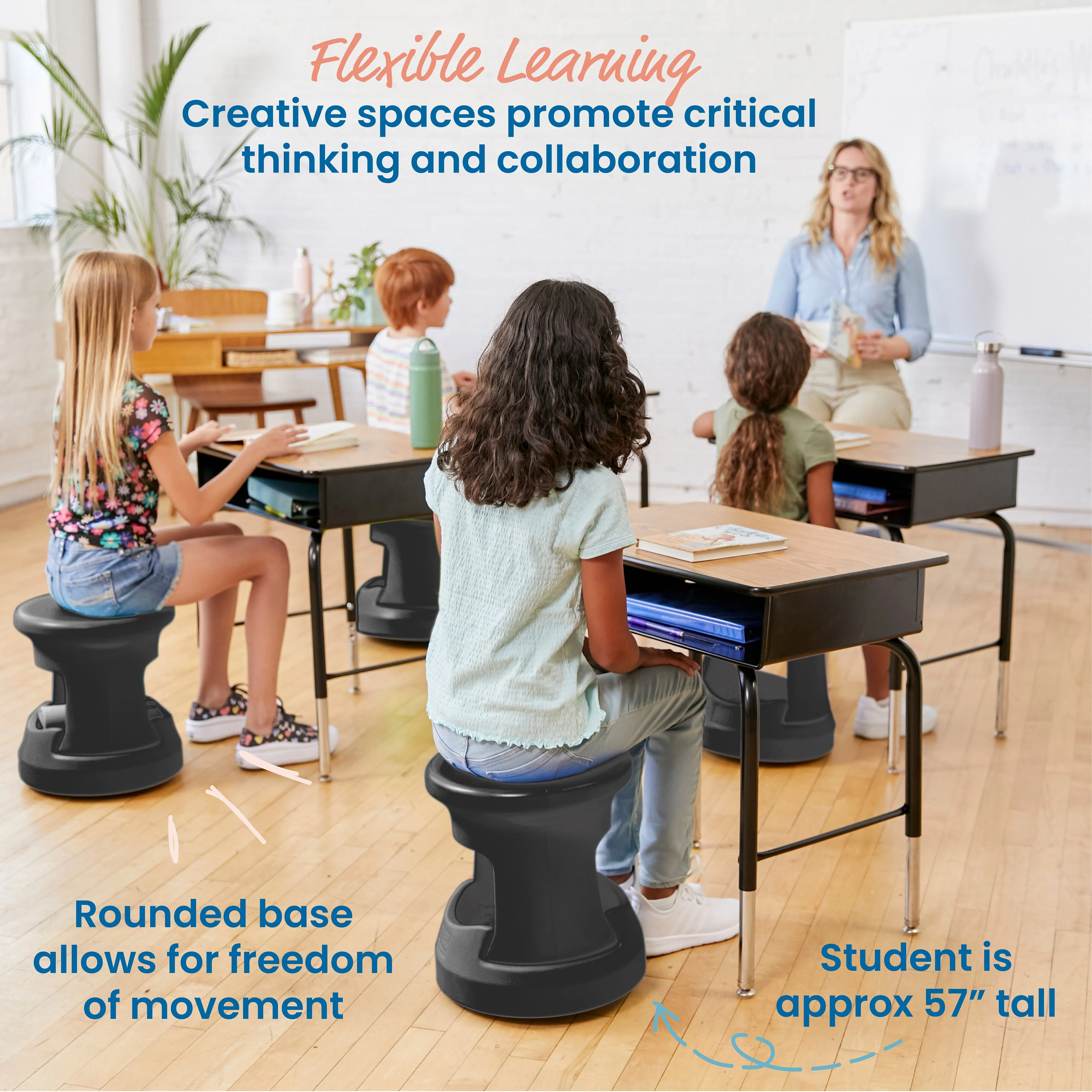 Storage Wobble Stool, Active Learning Chair, Flexible Seating, 15in Seat Height