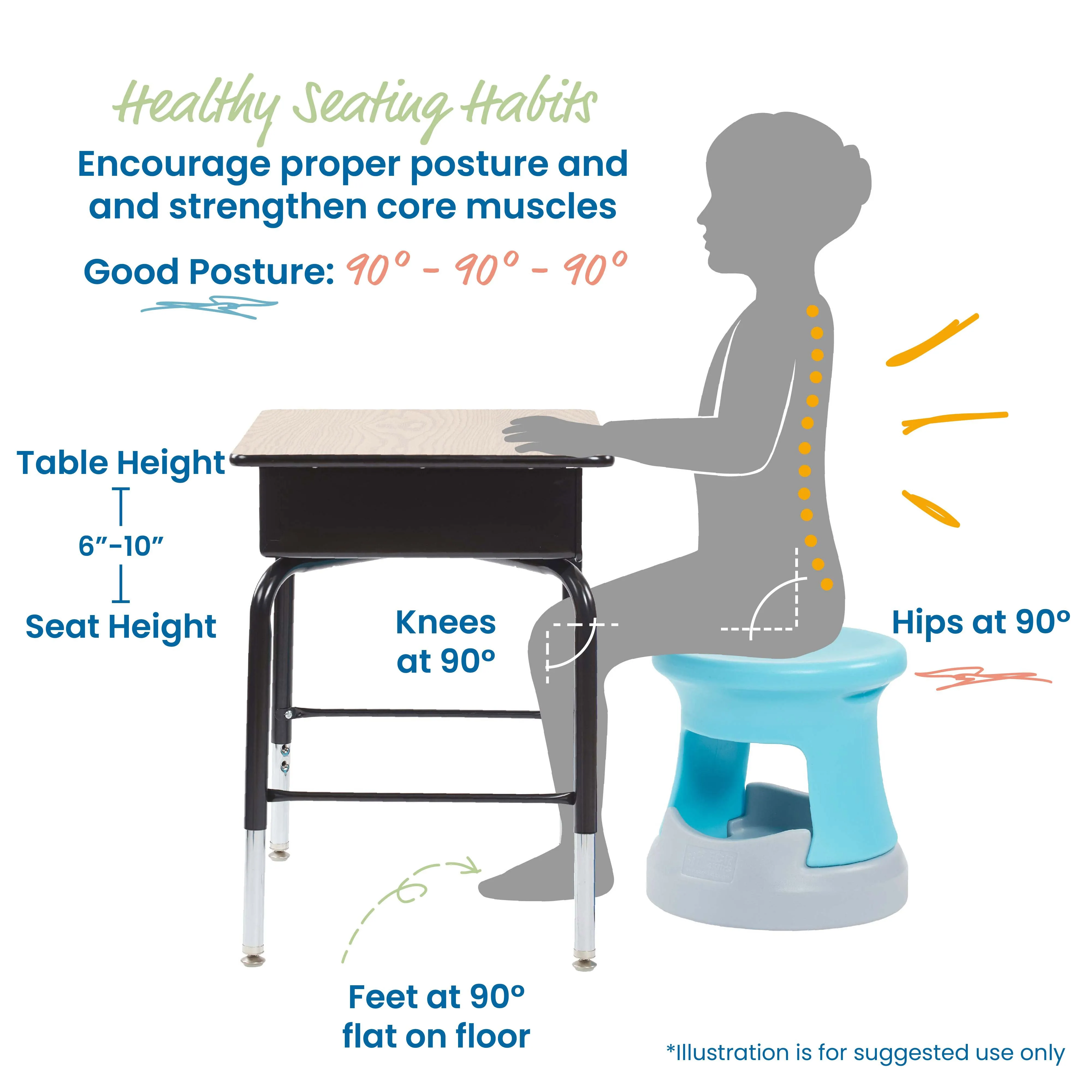 Storage Wobble Stool, Active Learning Chair, Flexible Seating, 15in Seat Height