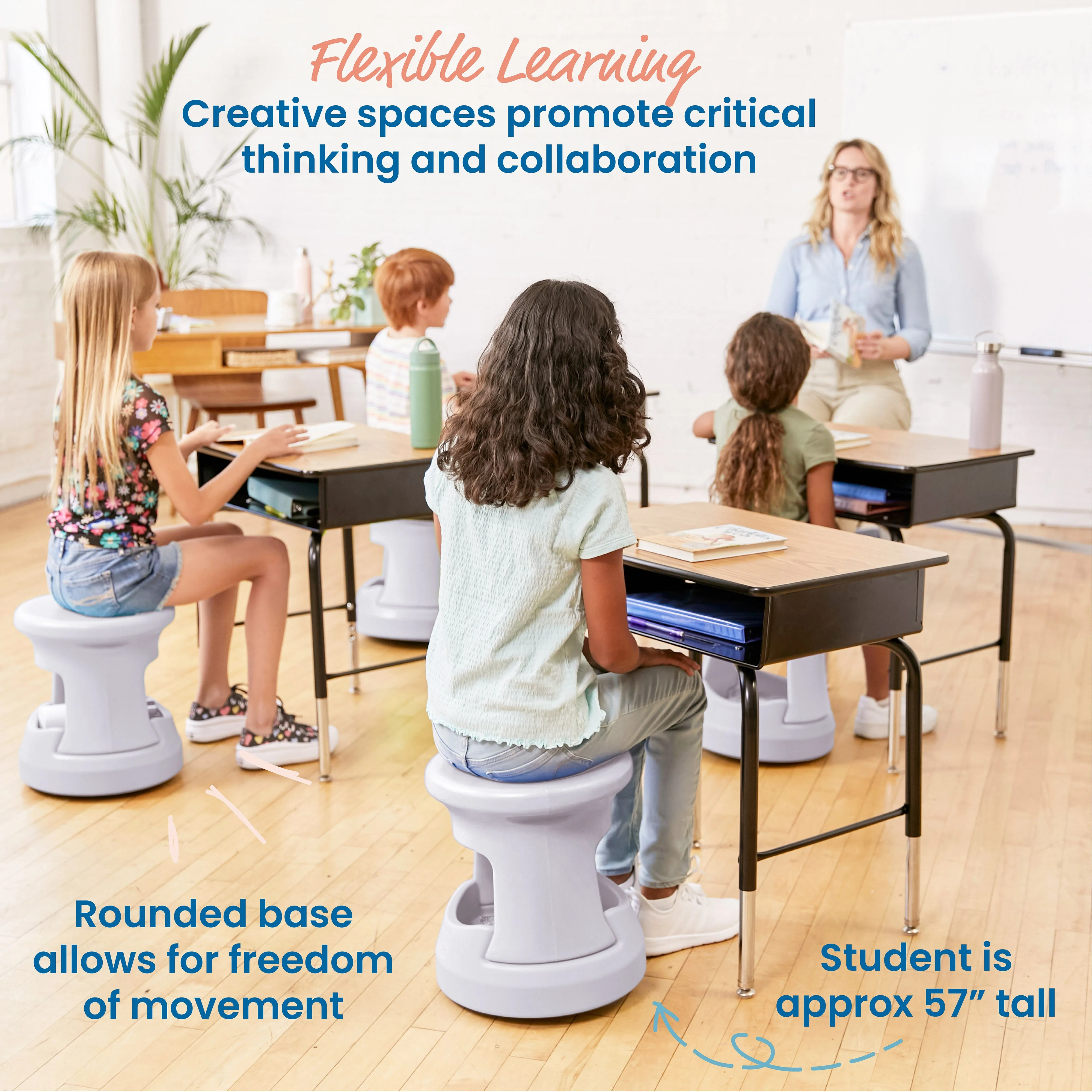 Storage Wobble Stool, Active Learning Chair, Flexible Seating, 15in Seat Height