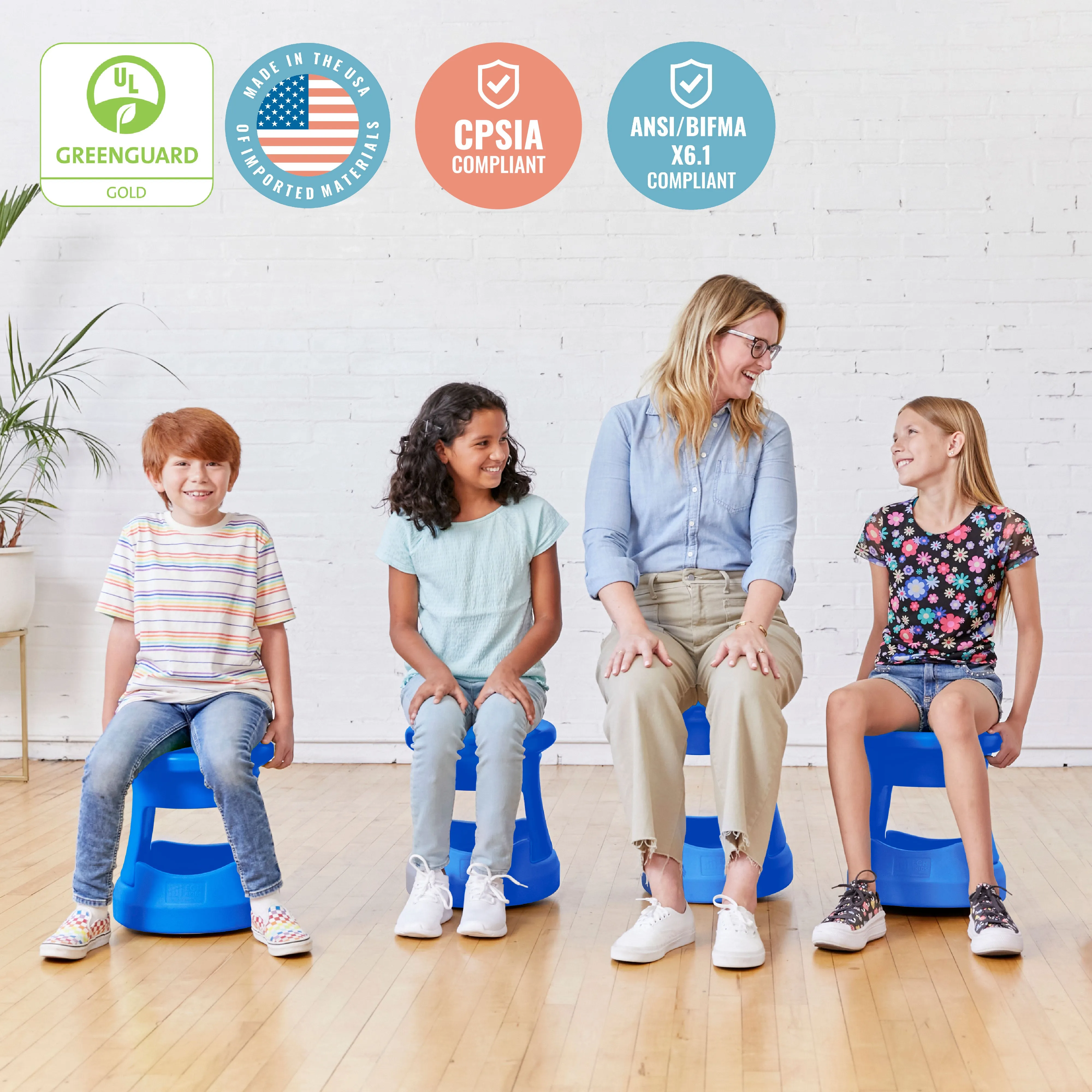 Storage Wobble Stool, Active Learning Chair, Flexible Seating, 15in Seat Height