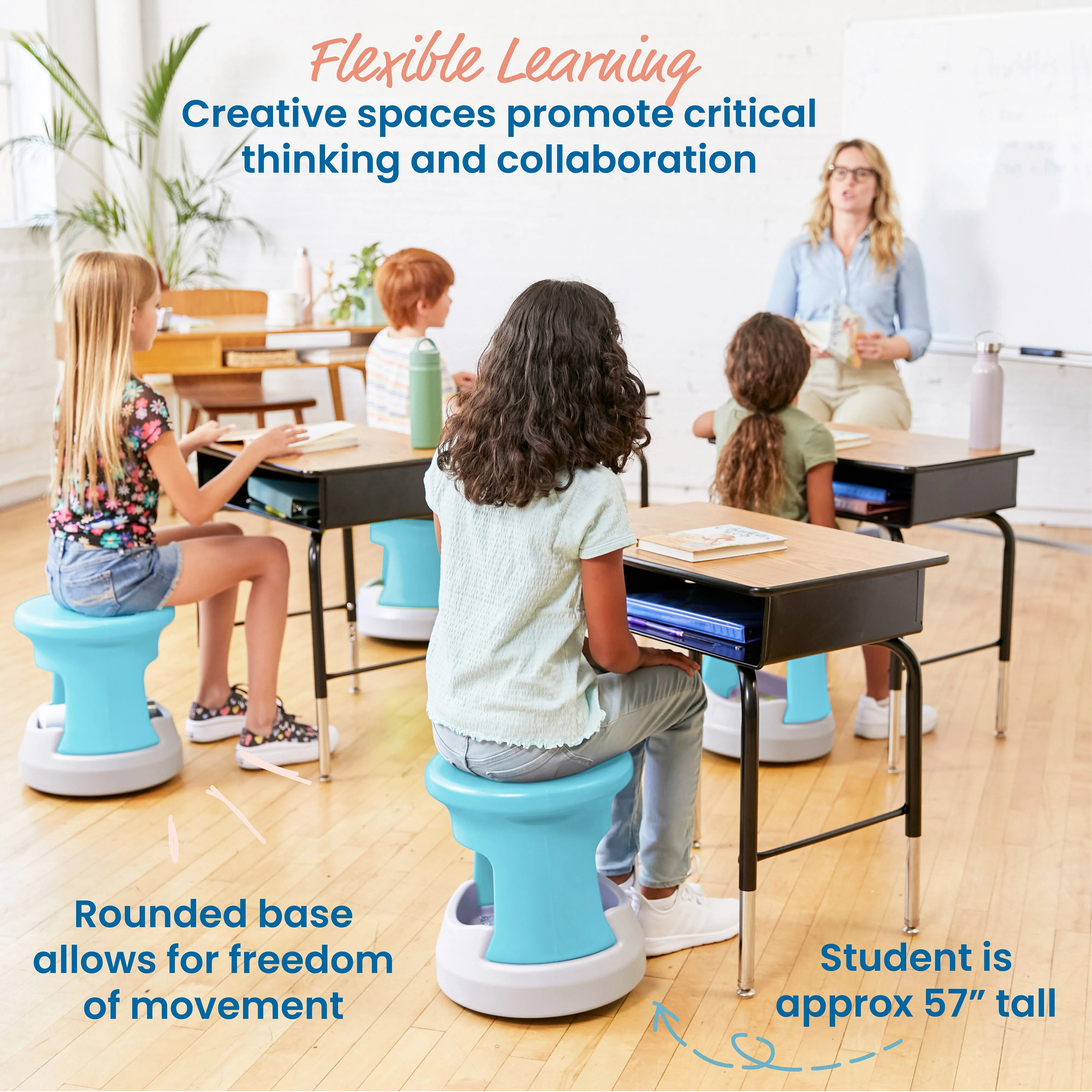 Storage Wobble Stool, Active Learning Chair, Flexible Seating, 15in Seat Height