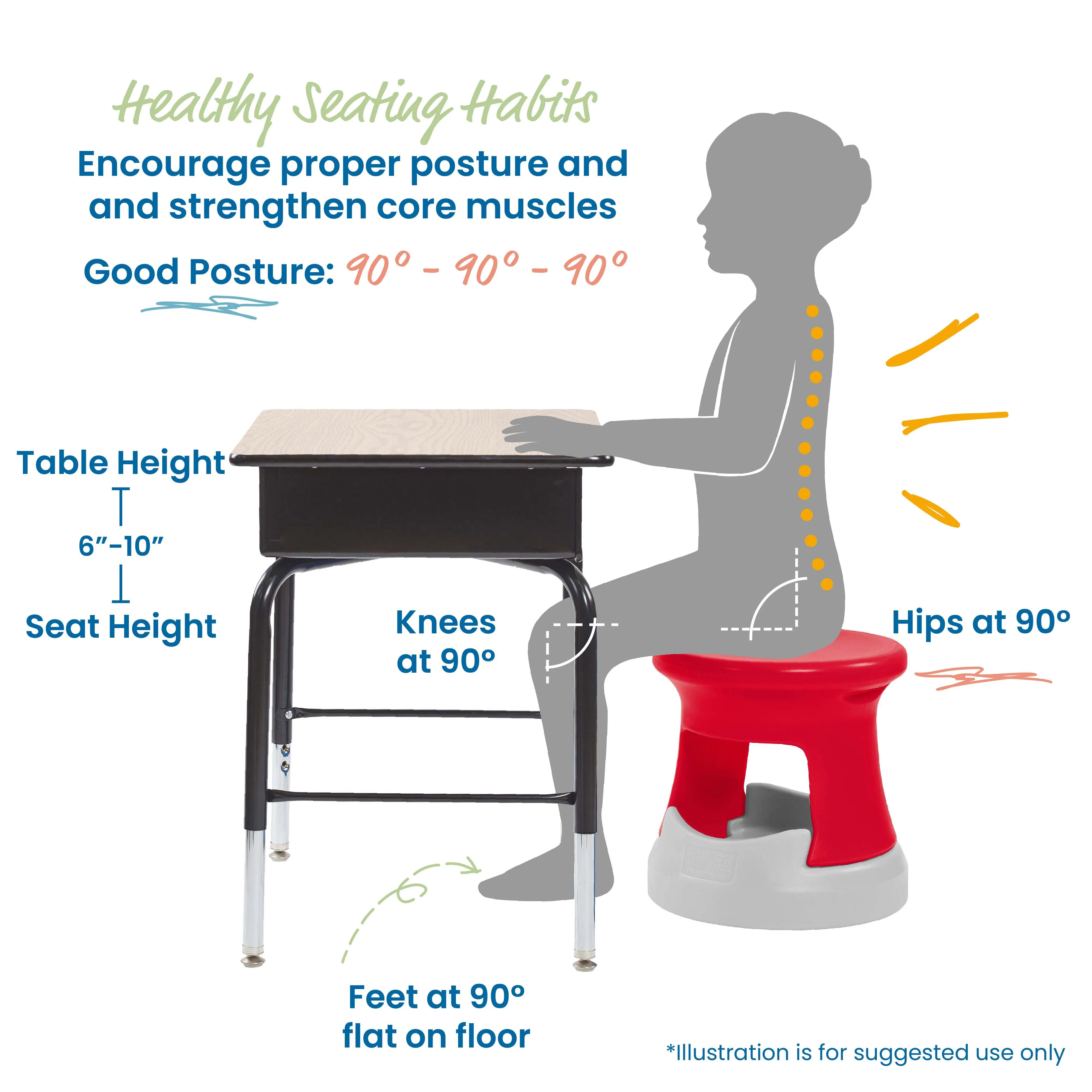 Storage Wobble Stool, Active Learning Chair, Flexible Seating, 15in Seat Height