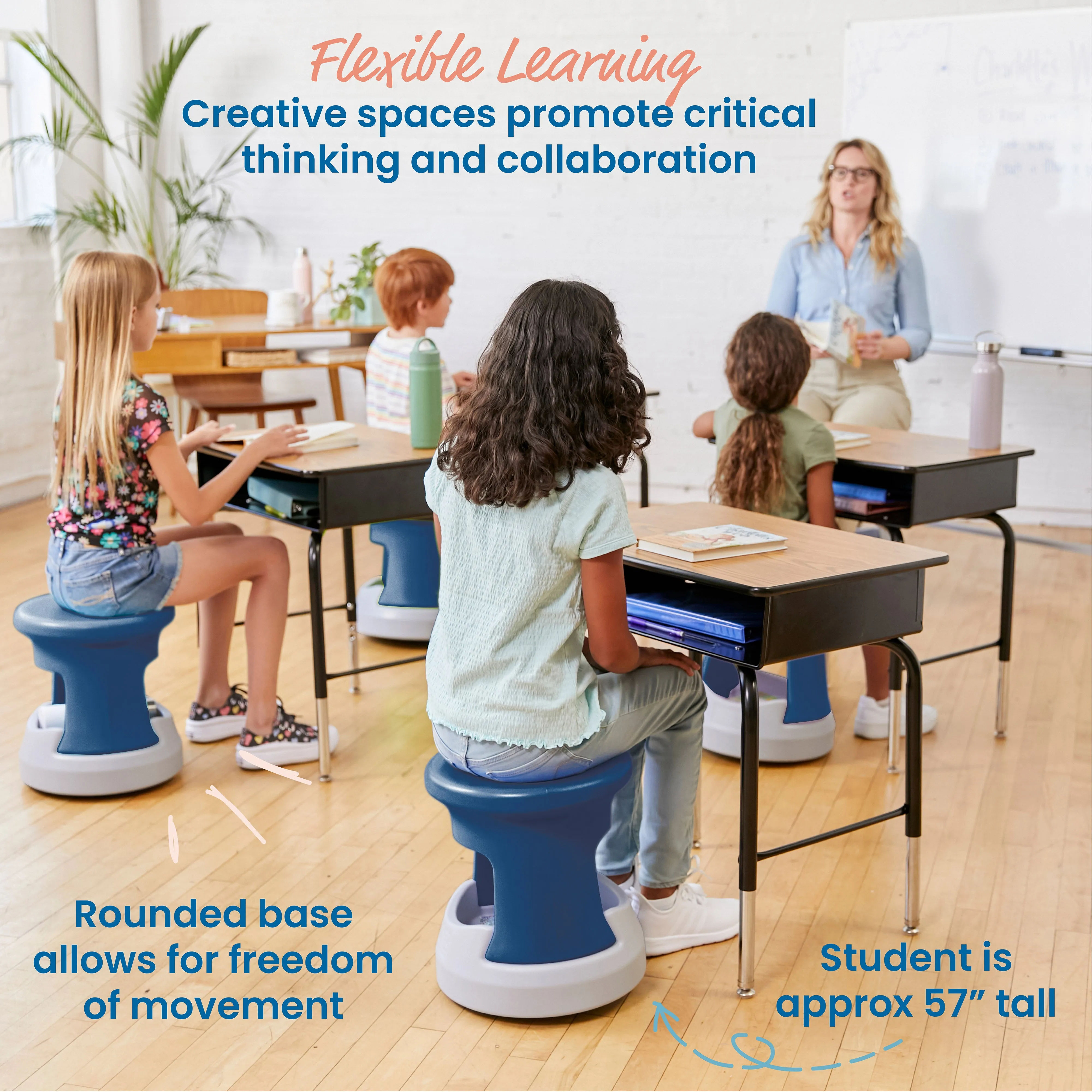 Storage Wobble Stool, Active Learning Chair, Flexible Seating, 15in Seat Height