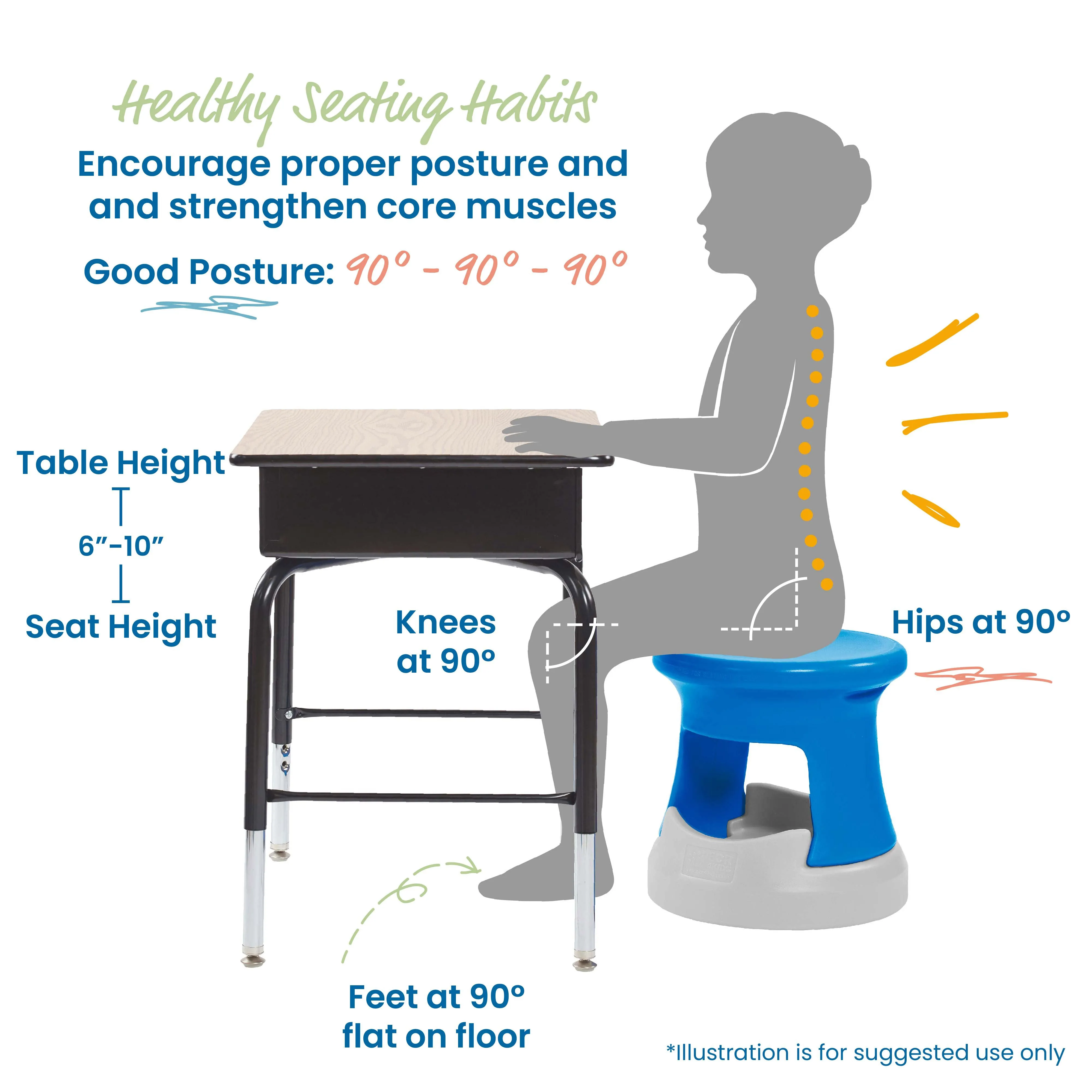 Storage Wobble Stool, Active Learning Chair, Flexible Seating, 15in Seat Height