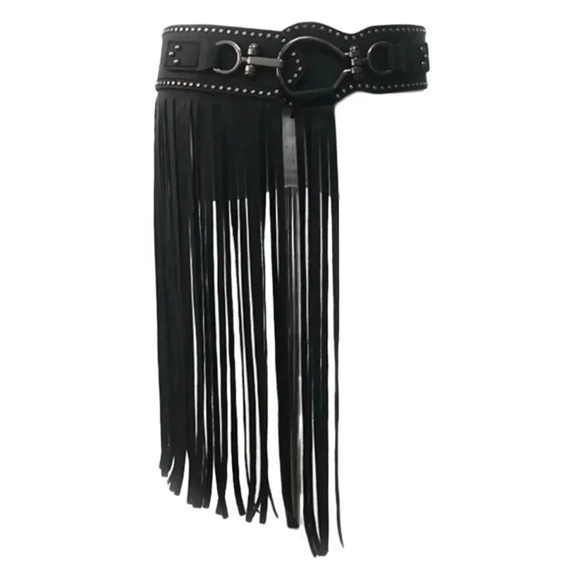 TEEK - Black Long Tassel Waist Chain Belt