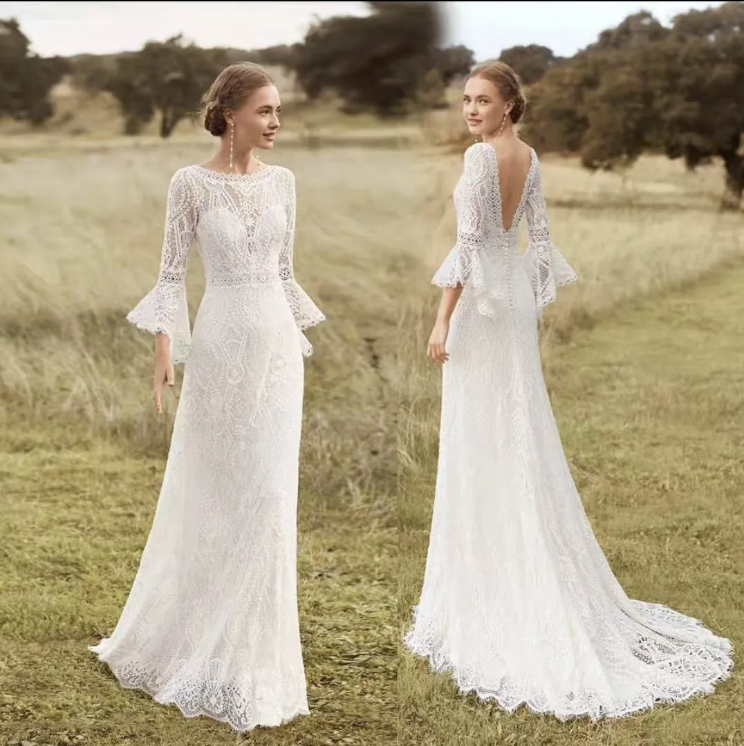 The Reana Wedding Bridal Illusion Sleeves Gown