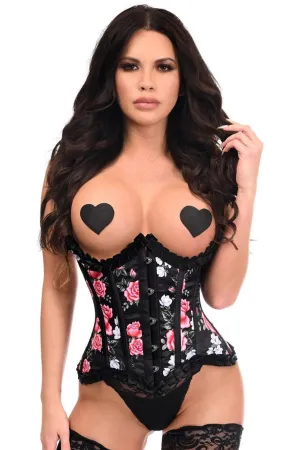 Top Drawer Steel Boned Floral Print Underwire Curvy Cut Waist Cincher Corset