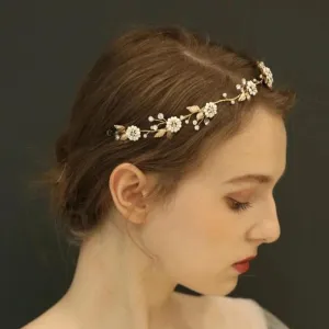 V112. boho clay floras bridal hairpiece for weddings, daisy flower hairpiece.