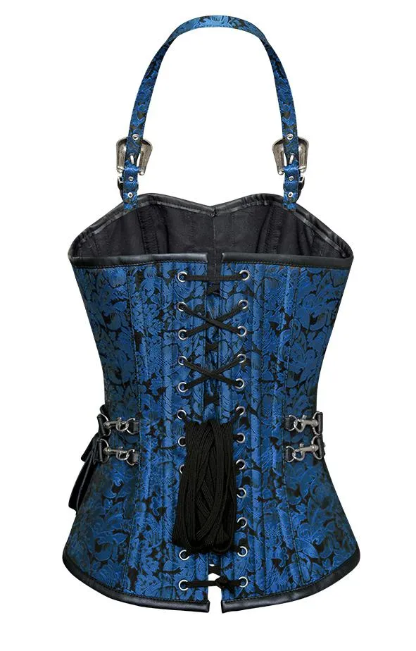 Walters Turquoise Corset with Strap and Faux Leather Pouch