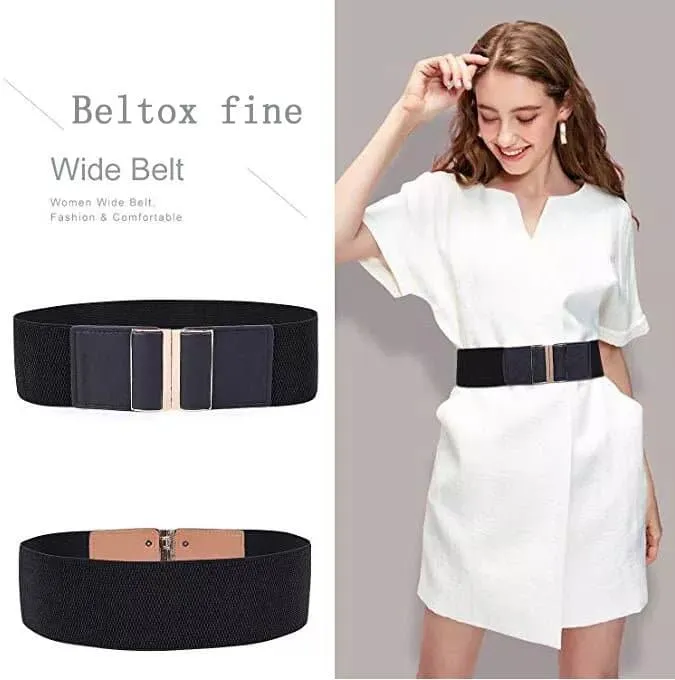 Wide Cinch Waistband - Fashionable and Flattering Belt for Women - Solid Pattern, 7.5cm Buckle Width - Adjustable for Regular and Plus Sizes