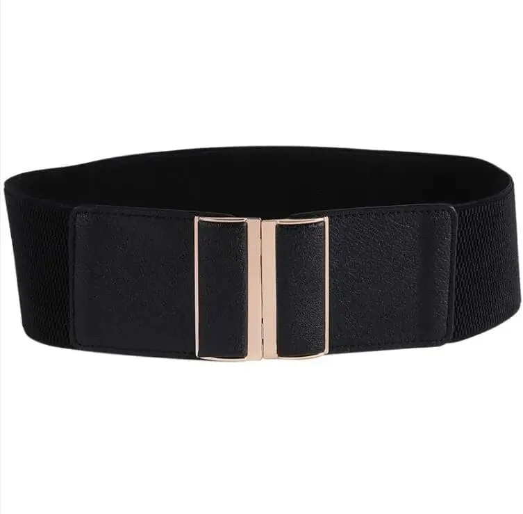 Wide Cinch Waistband - Fashionable and Flattering Belt for Women - Solid Pattern, 7.5cm Buckle Width - Adjustable for Regular and Plus Sizes