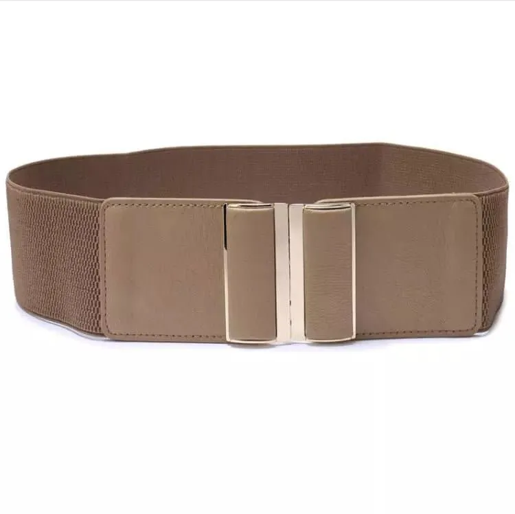 Wide Cinch Waistband - Fashionable and Flattering Belt for Women - Solid Pattern, 7.5cm Buckle Width - Adjustable for Regular and Plus Sizes