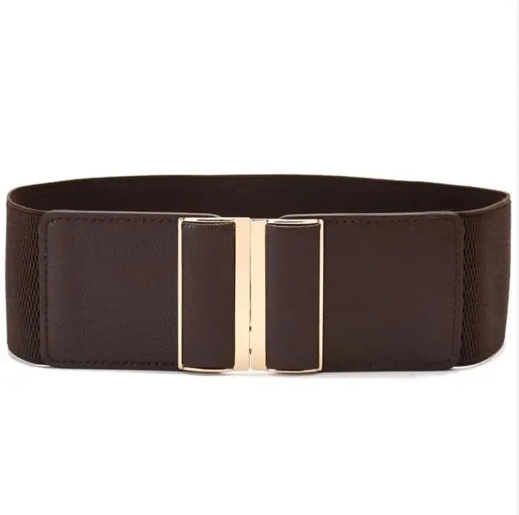 Wide Cinch Waistband - Fashionable and Flattering Belt for Women - Solid Pattern, 7.5cm Buckle Width - Adjustable for Regular and Plus Sizes