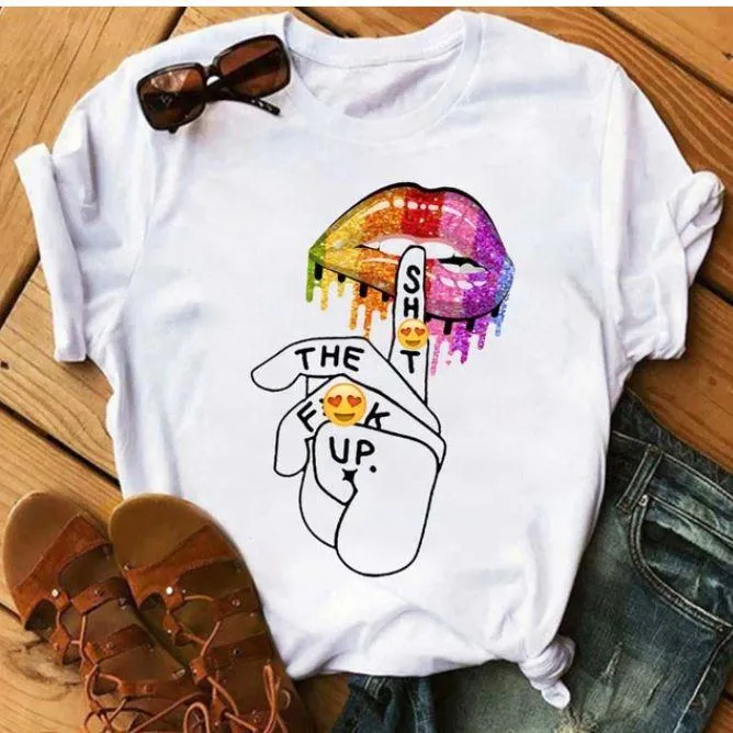 Women  Lips Print Fashionable Stylish Lips T Shirts