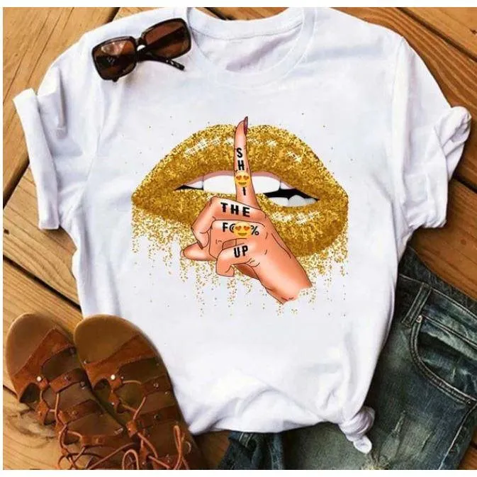 Women  Lips Print Fashionable Stylish Lips T Shirts