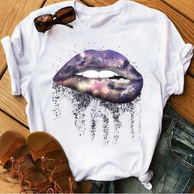 Women  Lips Print Fashionable Stylish Lips T Shirts